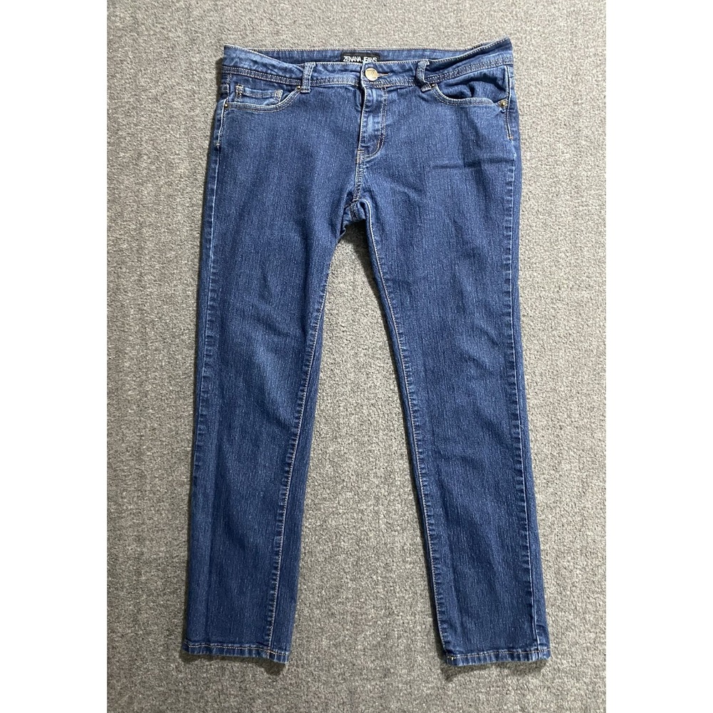 Zenana Women Blue High Rise Straight Leg Stretch Jeans Size 13 Medium Wash